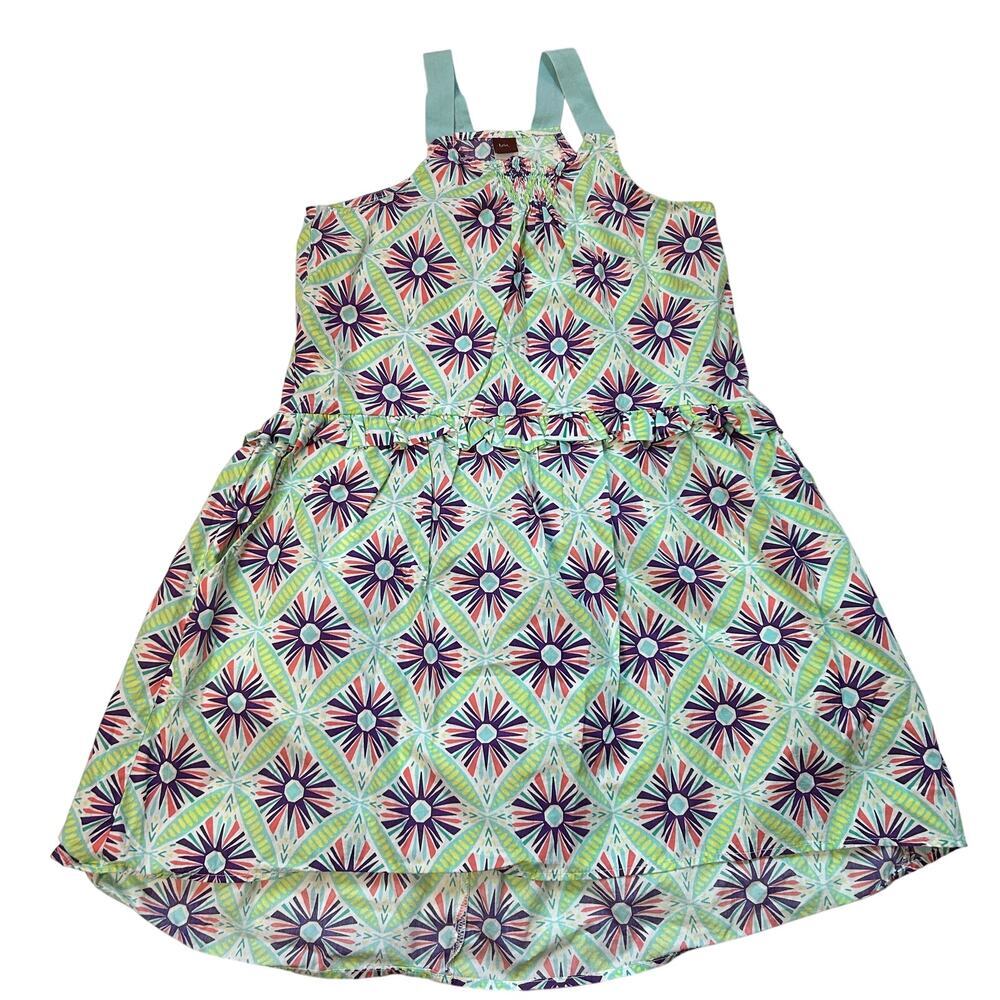 Tea Collection 100% Cotton Floral Sunburst Halter Hi-Low Dress 12Y